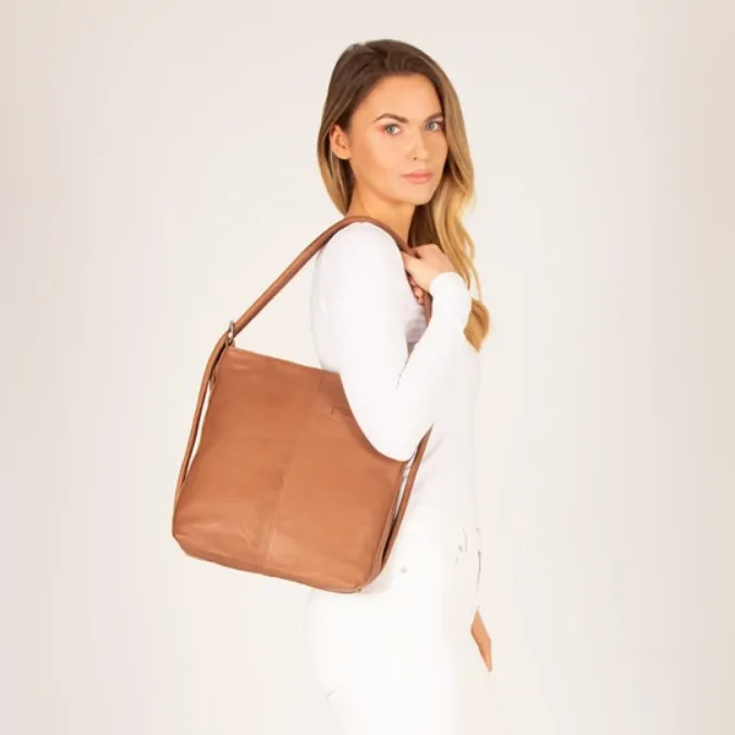 GABEE Indiana Leather Convertible Handbag Backpack - Large