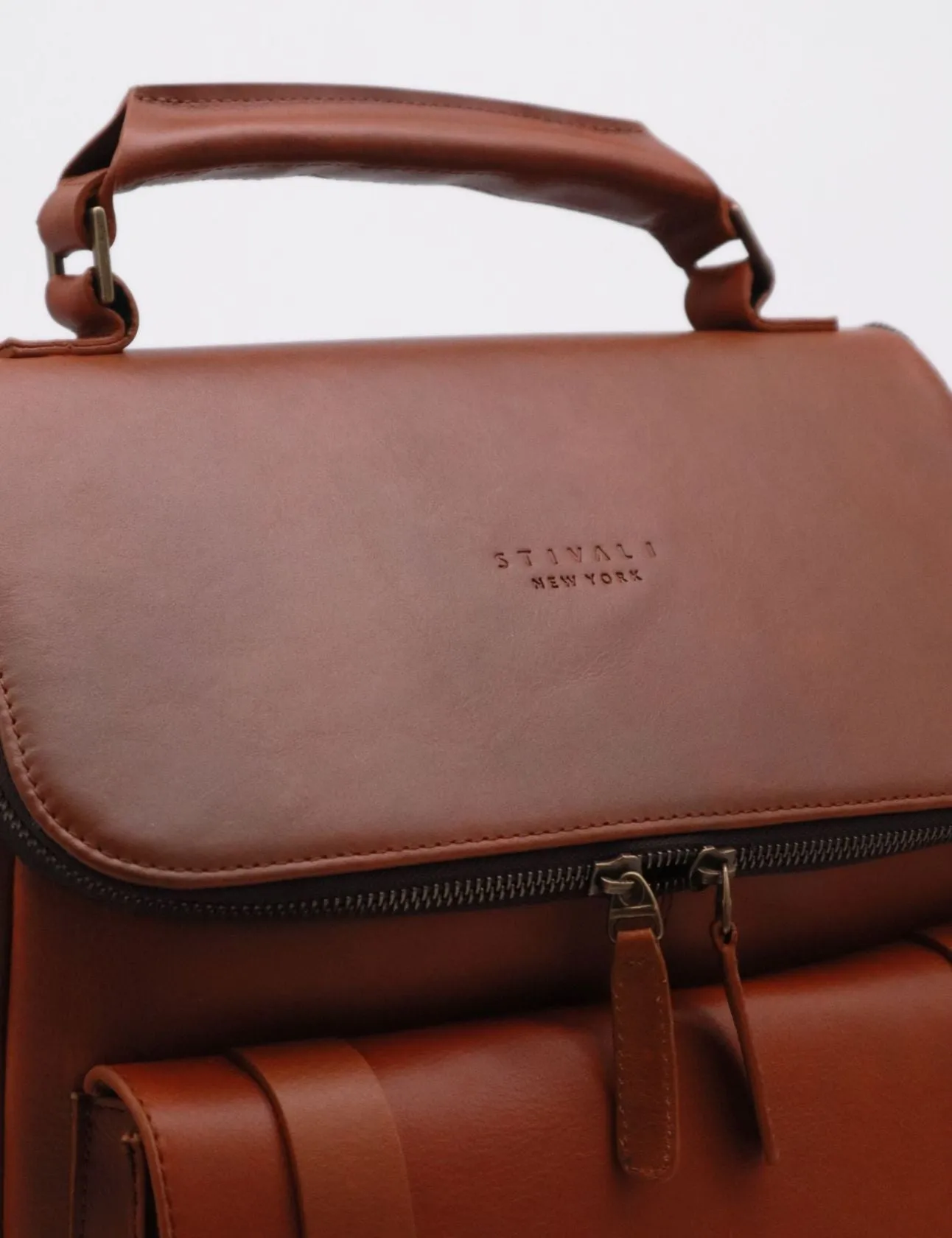 Generosity large backpack in tan cognac brown leather bags
