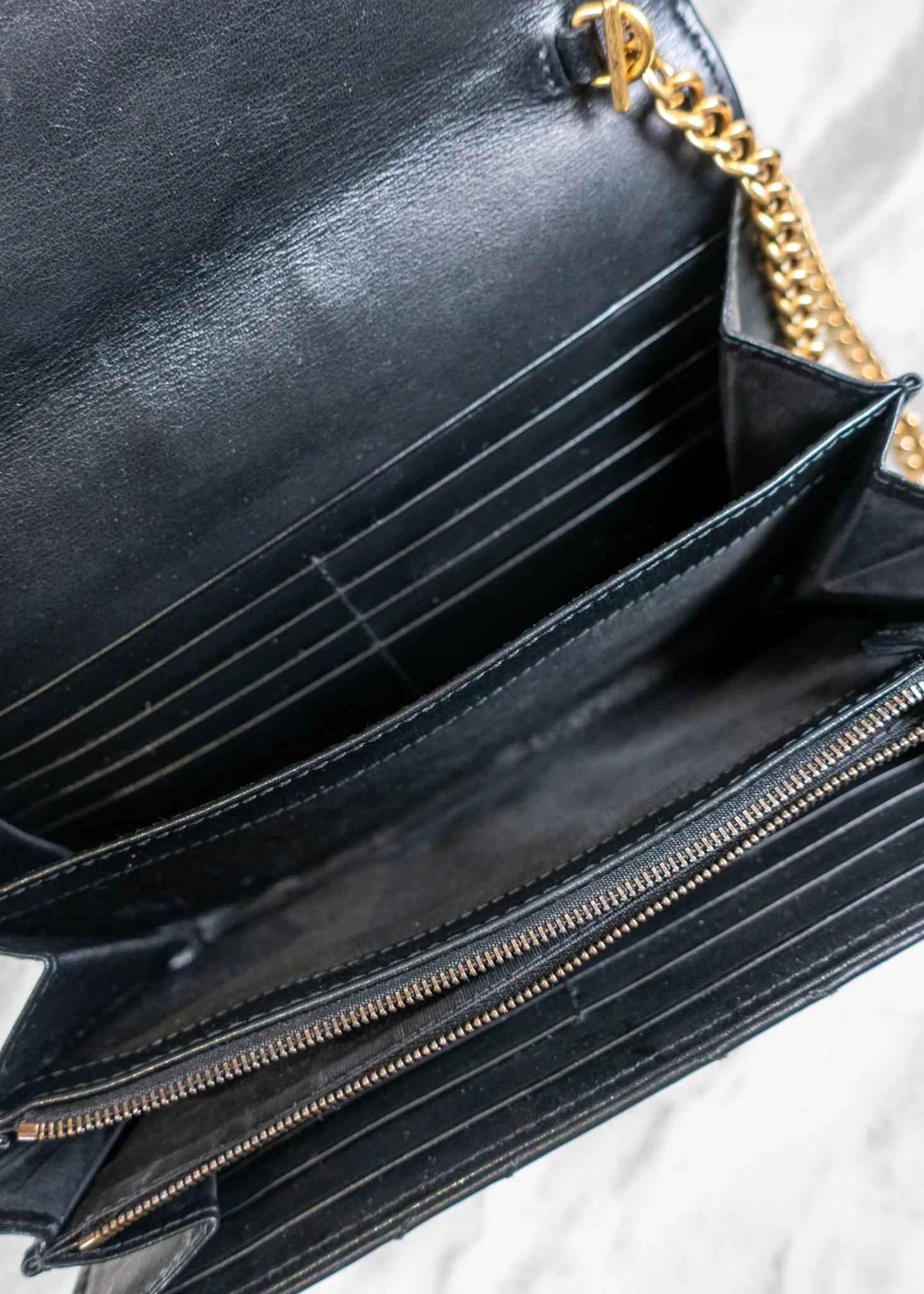 Gucci Calfskin Matelasse GG Marmont Chain Wallet
