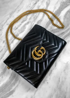 Gucci Calfskin Matelasse GG Marmont Chain Wallet