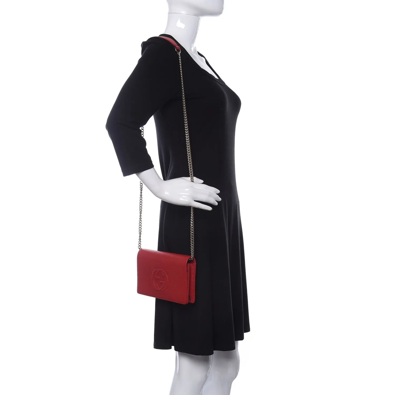 Gucci Soho Wallet on Chain Red Calf Leather Leather Crossbody Bag