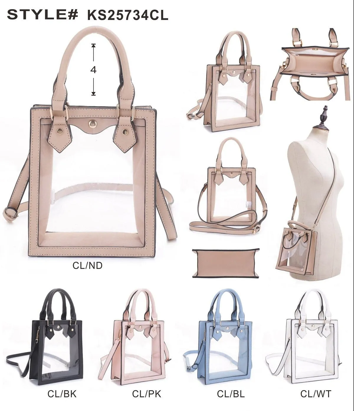 KS25734CL Elina Square Clear Crossbody Bag