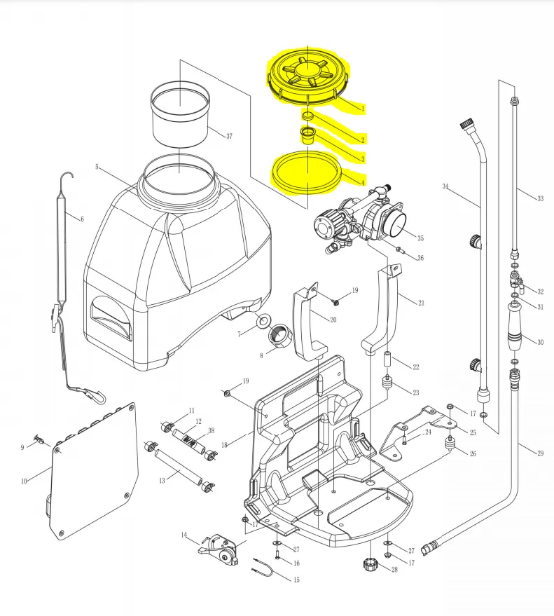 Lid with Gasket for TPS25 Backpack Sprayer (3WZ-6.5.2-1)