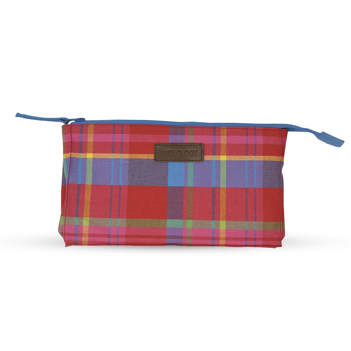 Makeup Bag Big - Manic Madras - Red