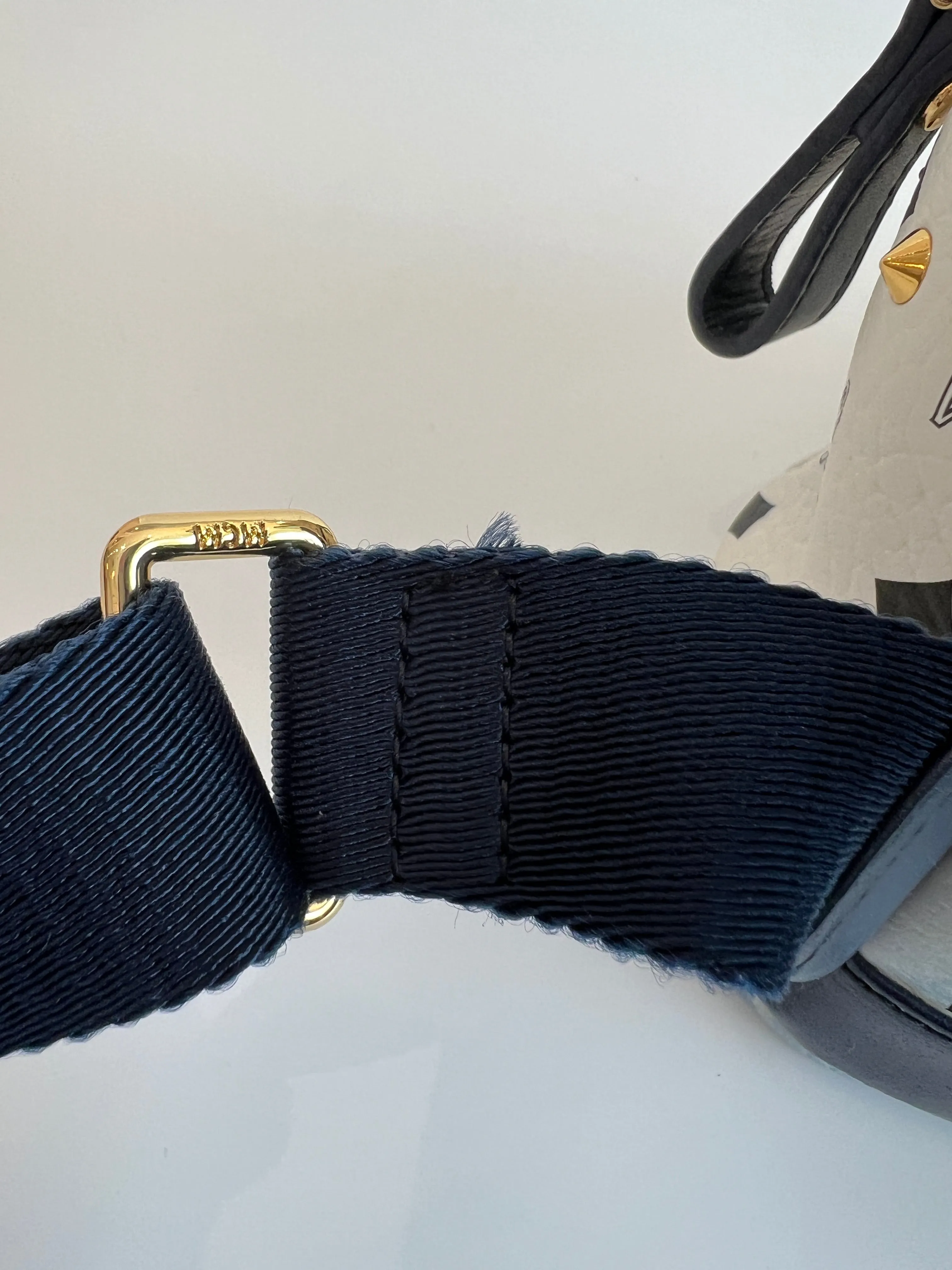 Mini Diamond Stark Backpack in White / Navy