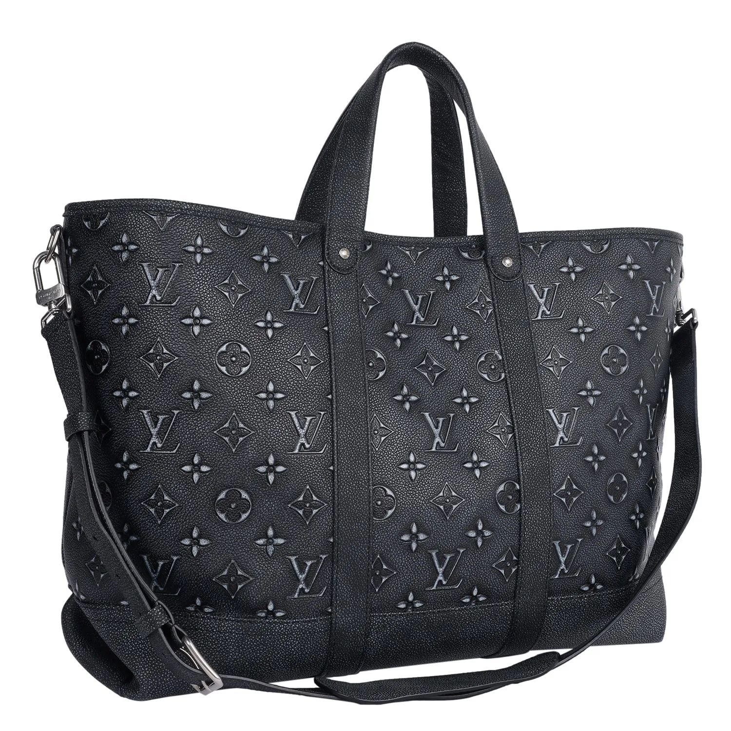 Monogram Leather Journey Tote Shoulder Bag (Authentic)