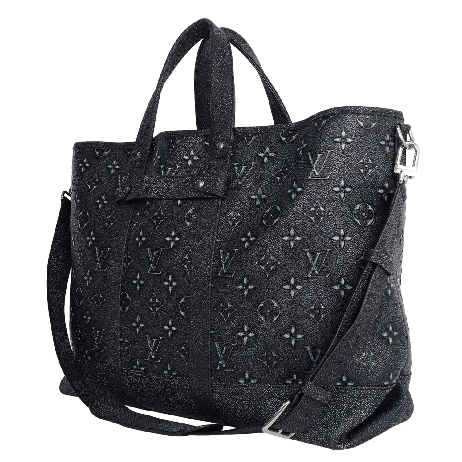 Monogram Leather Journey Tote Shoulder Bag (Authentic)
