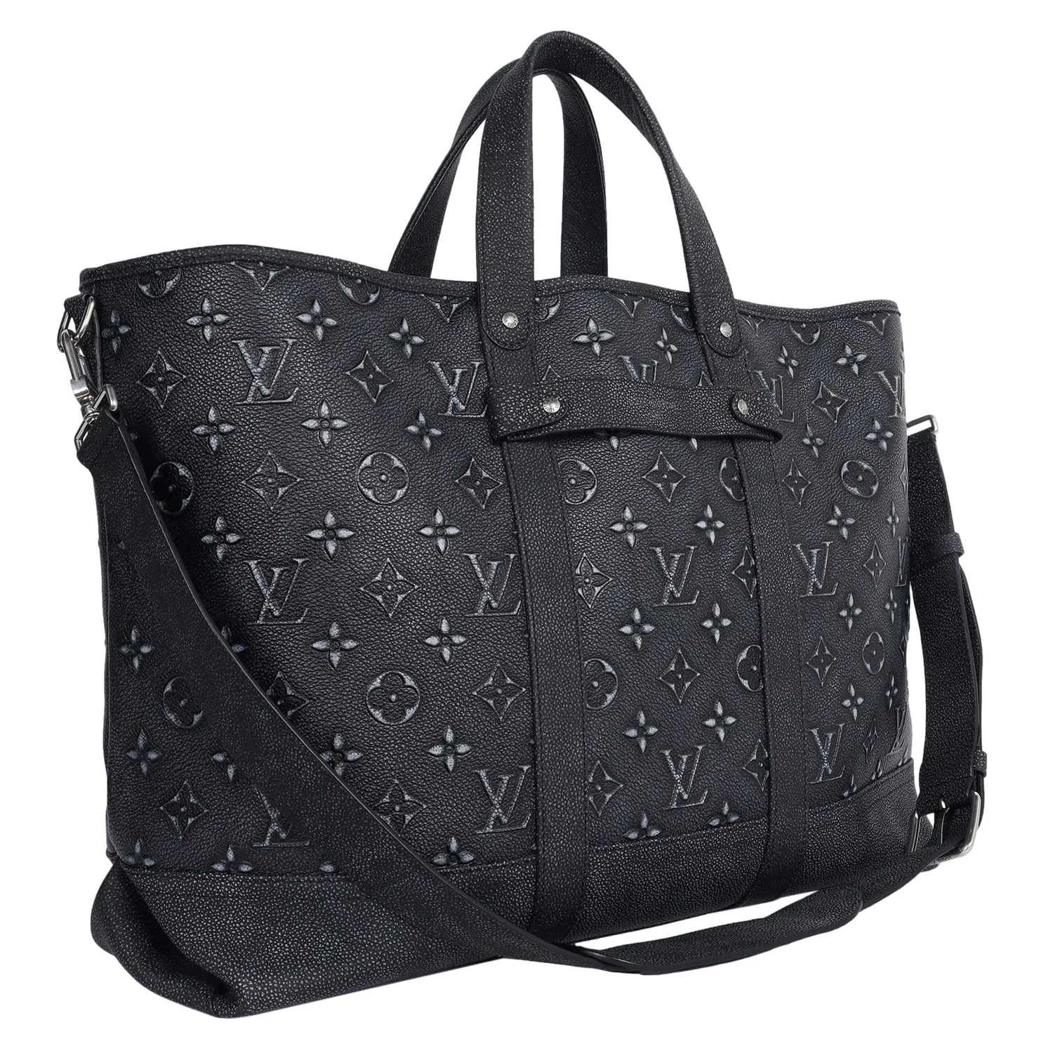 Monogram Leather Journey Tote Shoulder Bag (Authentic)
