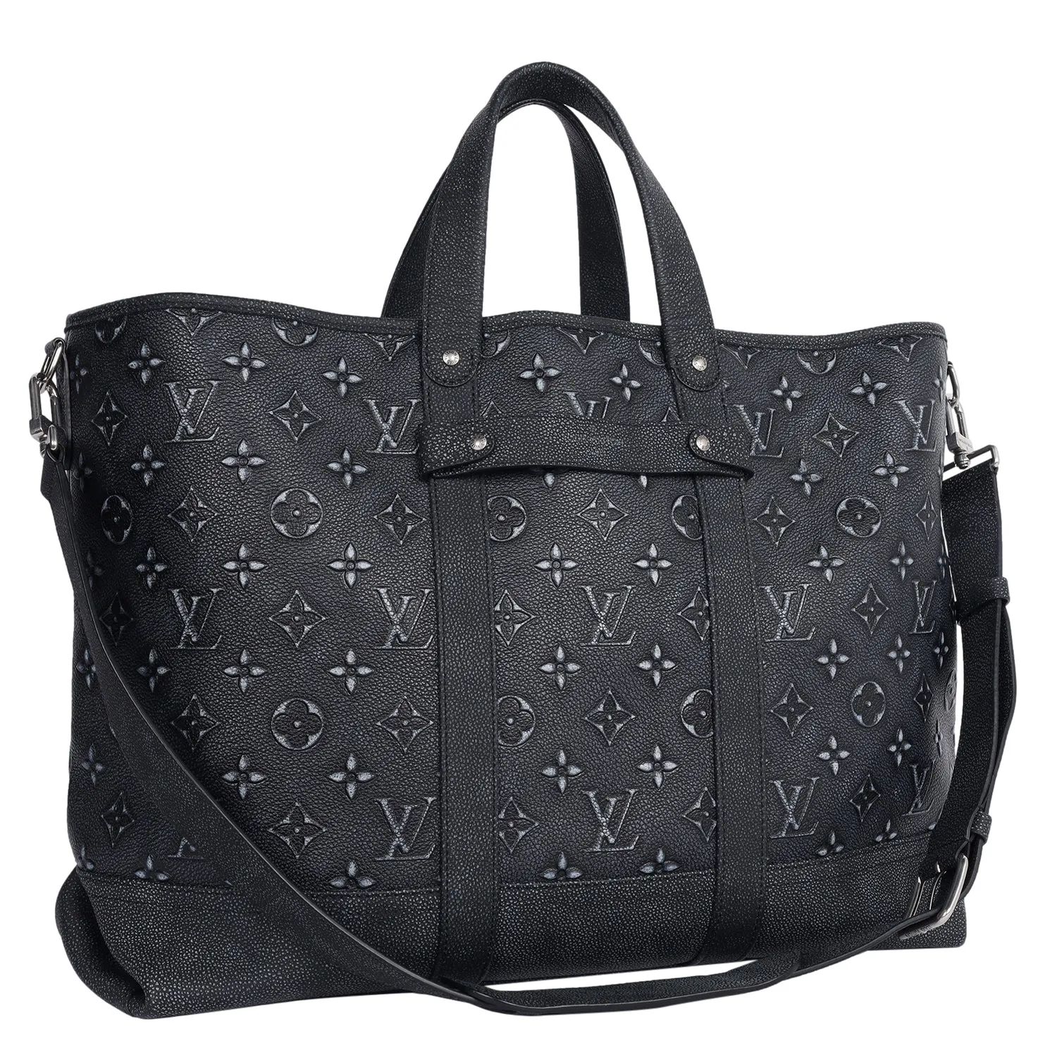 Monogram Leather Journey Tote Shoulder Bag (Authentic)