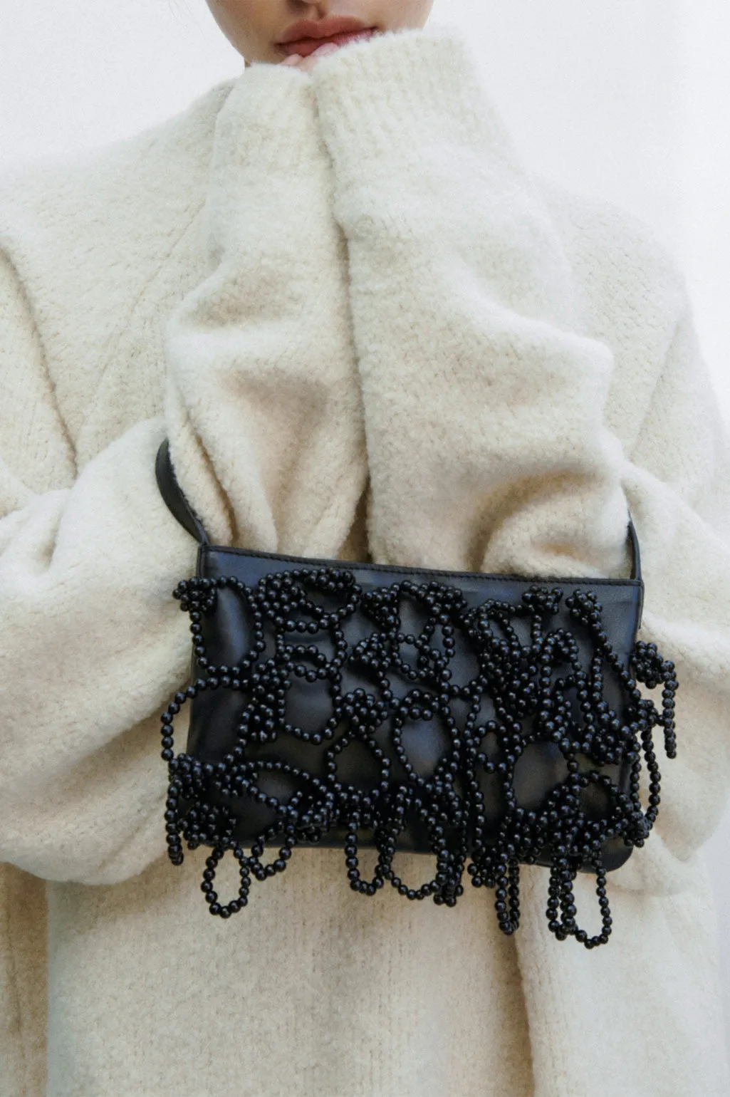 Pearly Pearl - Pearl and Black Leather Handbag