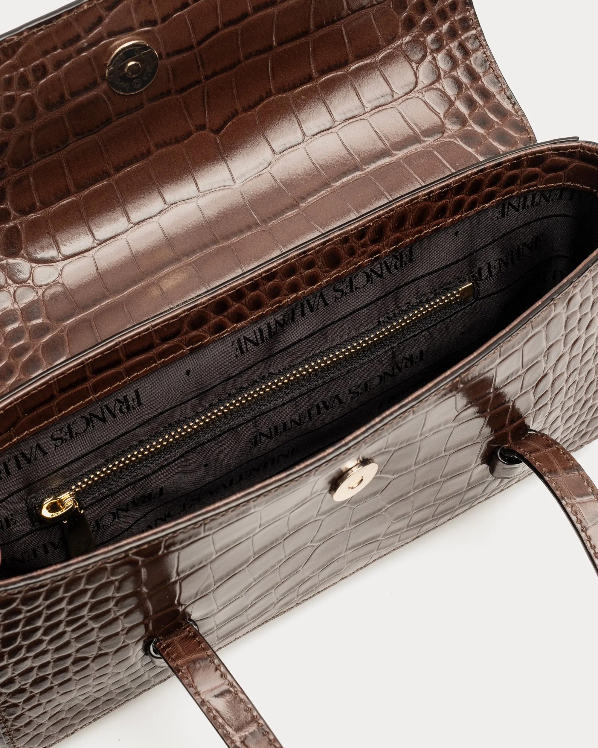 Small Slim Croc Embossed Tote Bag