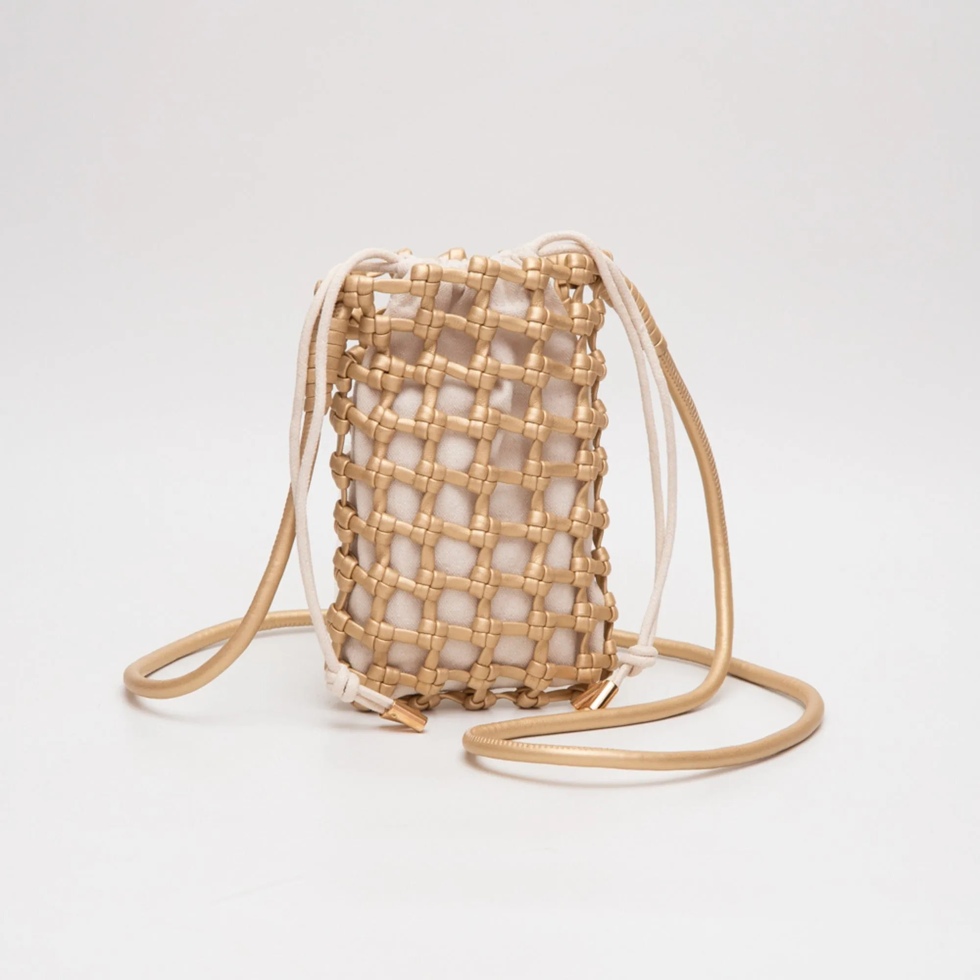TG10626 Cara Mini Woven Drawstring Crossbody Bag
