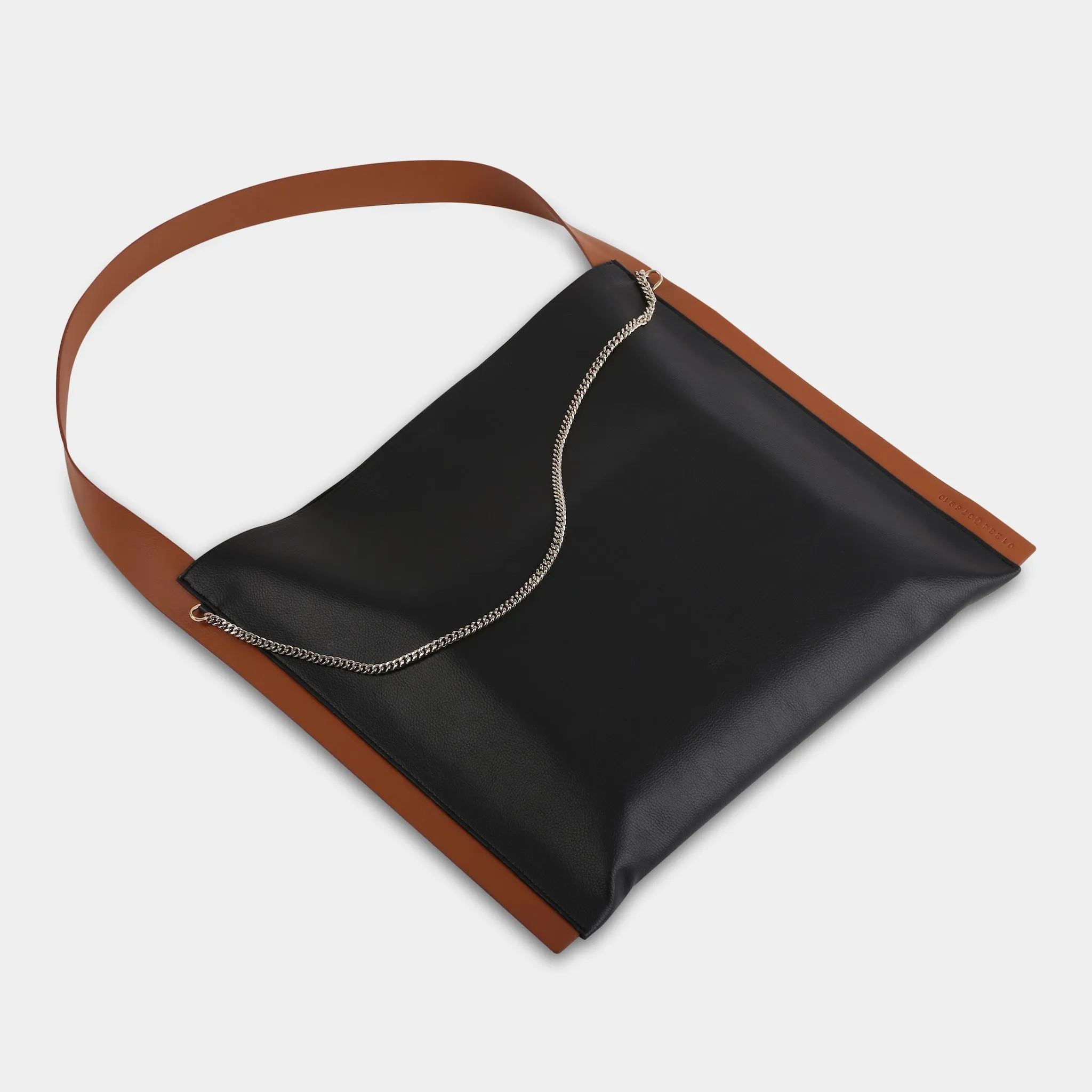 Túi xách PAPER TOTE màu đen dây xanh dương