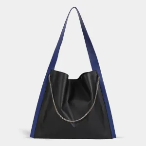 Túi xách PAPER TOTE màu đen dây xanh dương