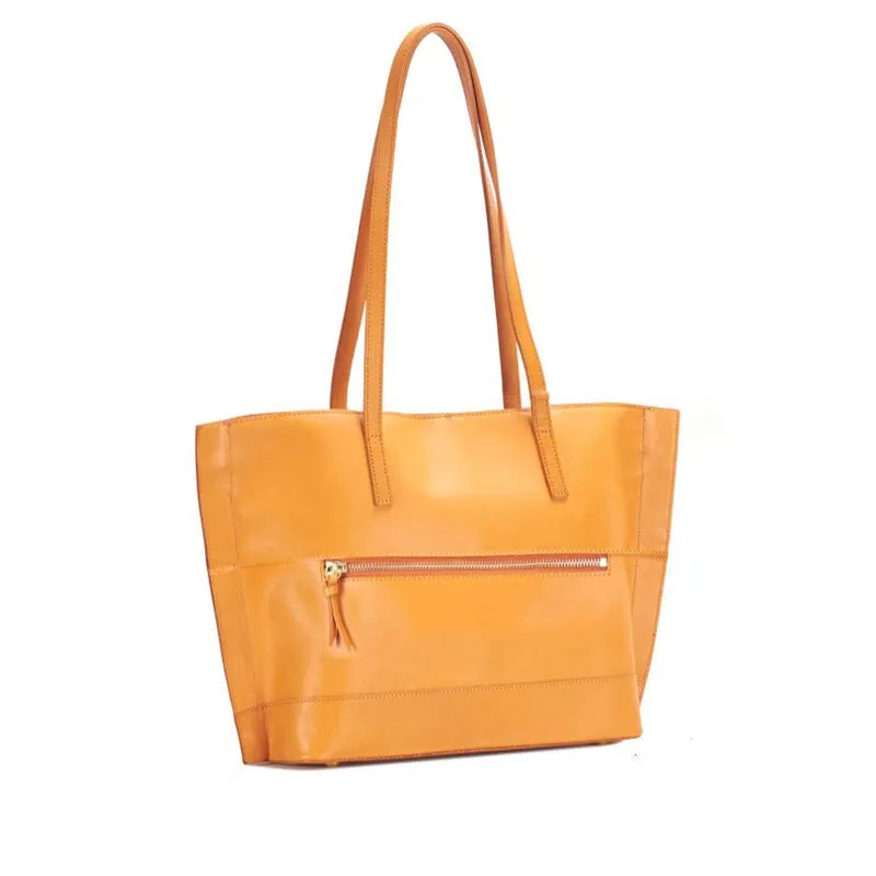 Vegetable Tanned Cowhide Leather Commuter Versatile Large-Capacity Tote Bag