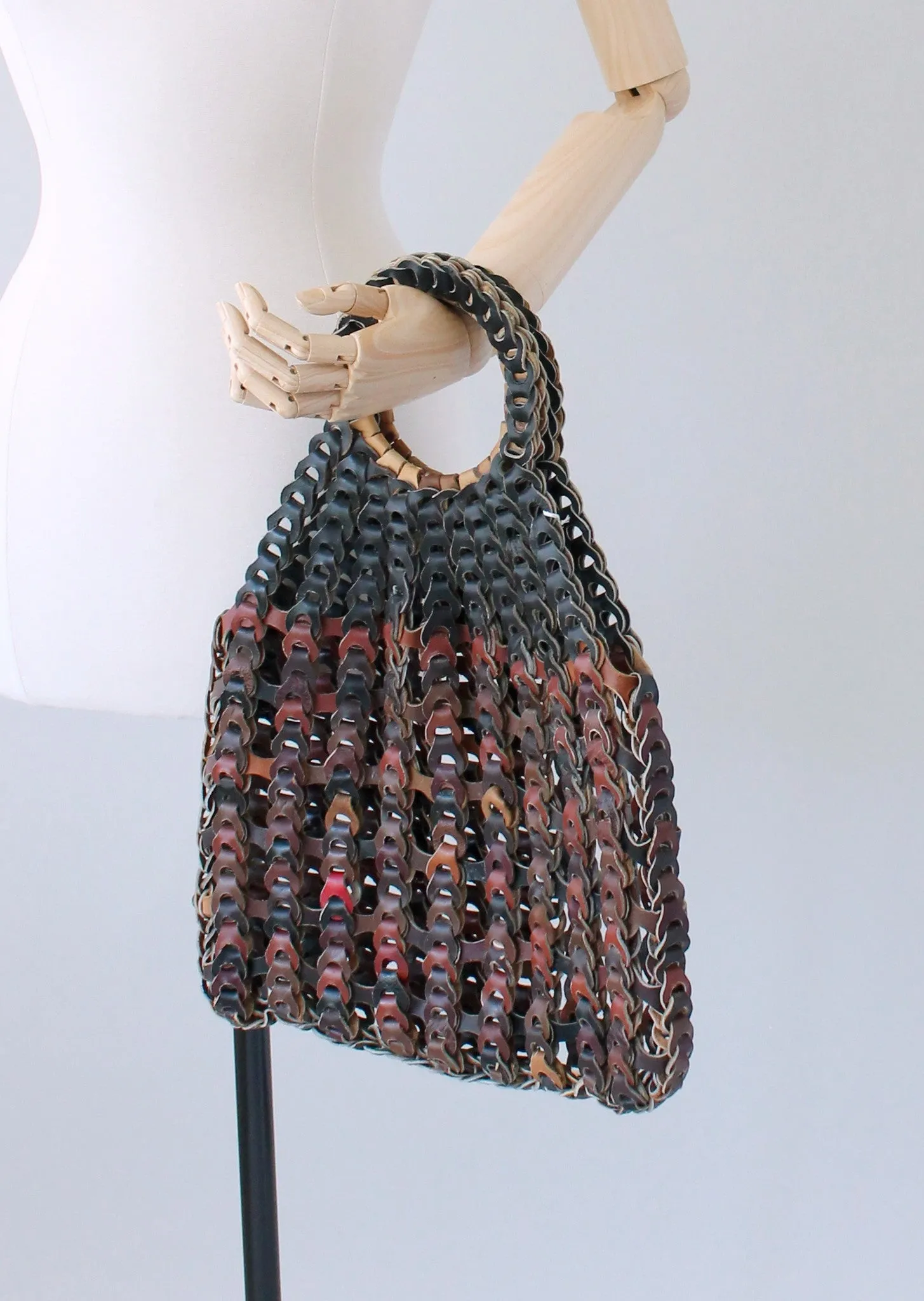 Vintage 1970s Linked Leather Bag Purse