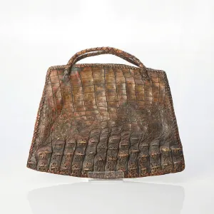 Vintage Genuine Crocodile Fixed Handle Handbag