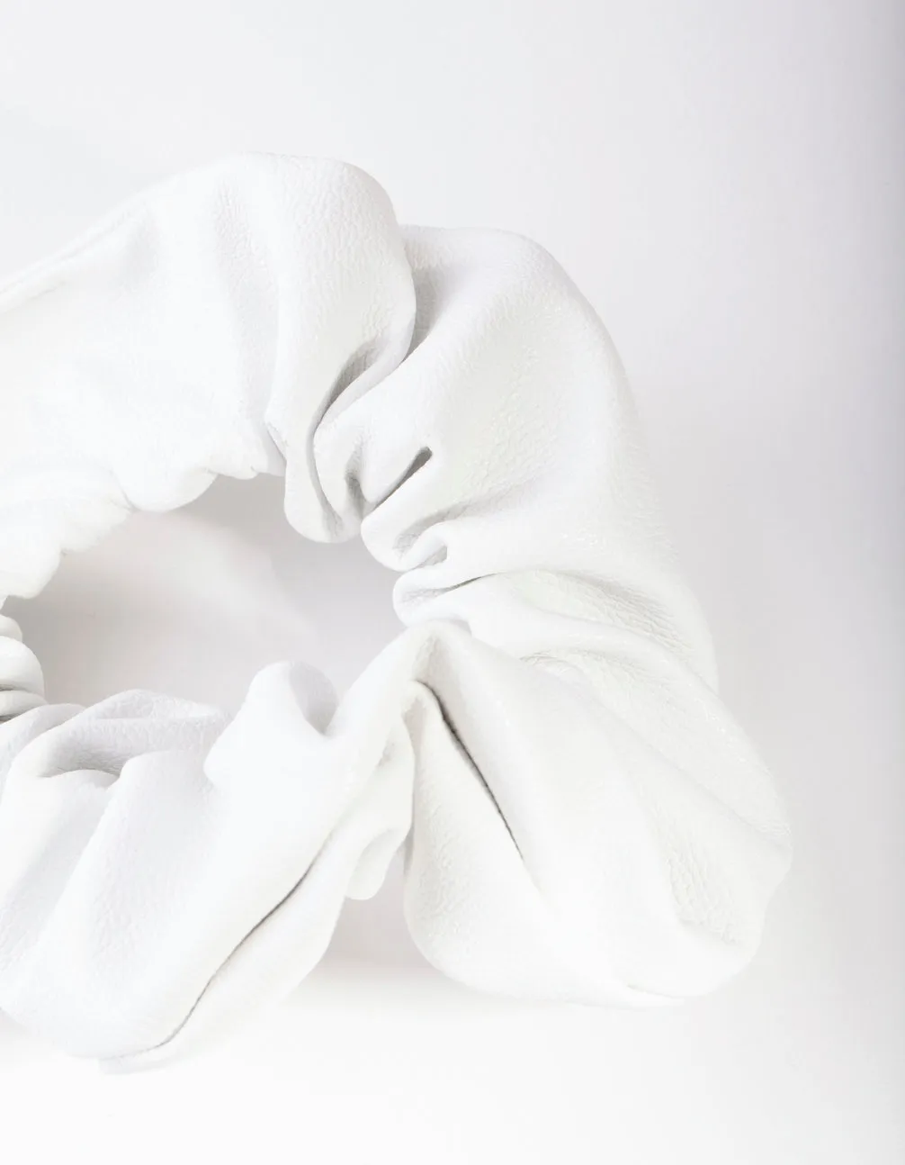 White Leatherette Scrunchie