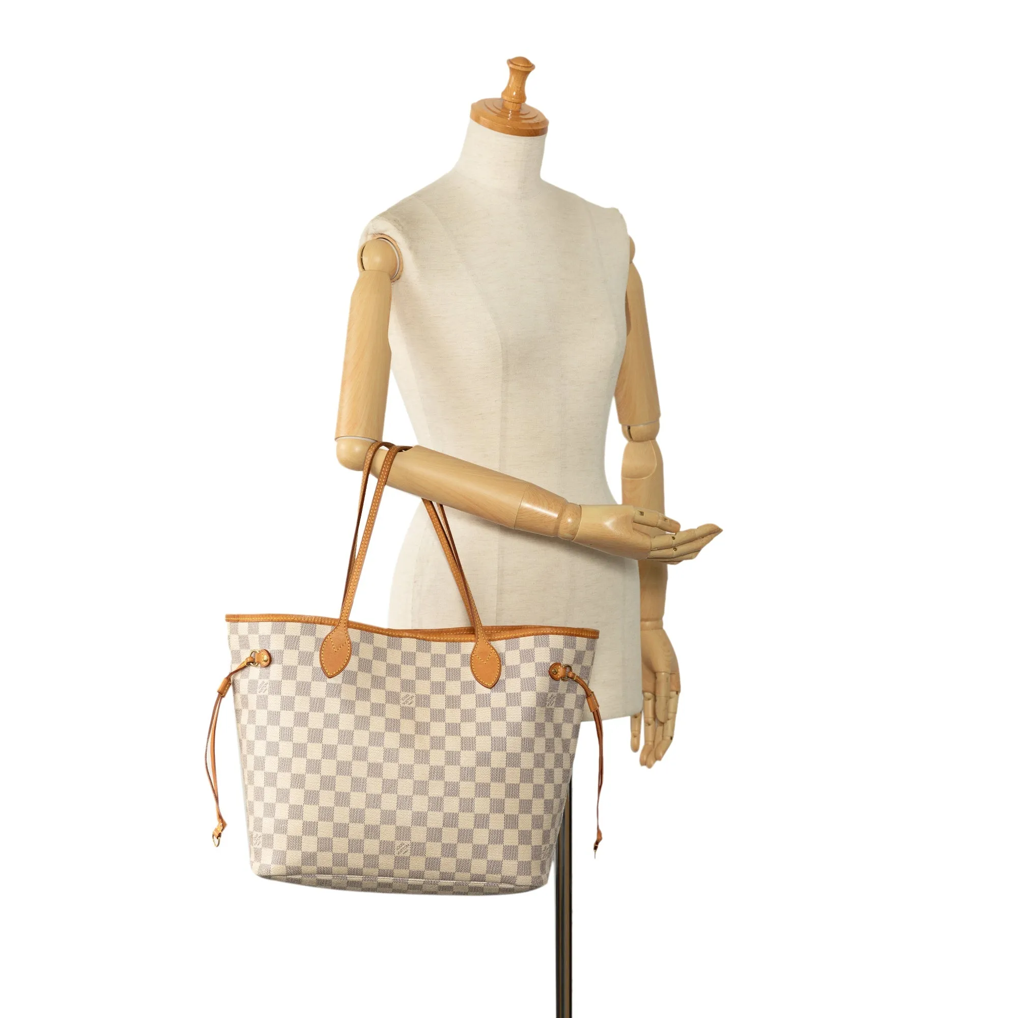 White Louis Vuitton Damier Azur Neverfull MM Tote Bag