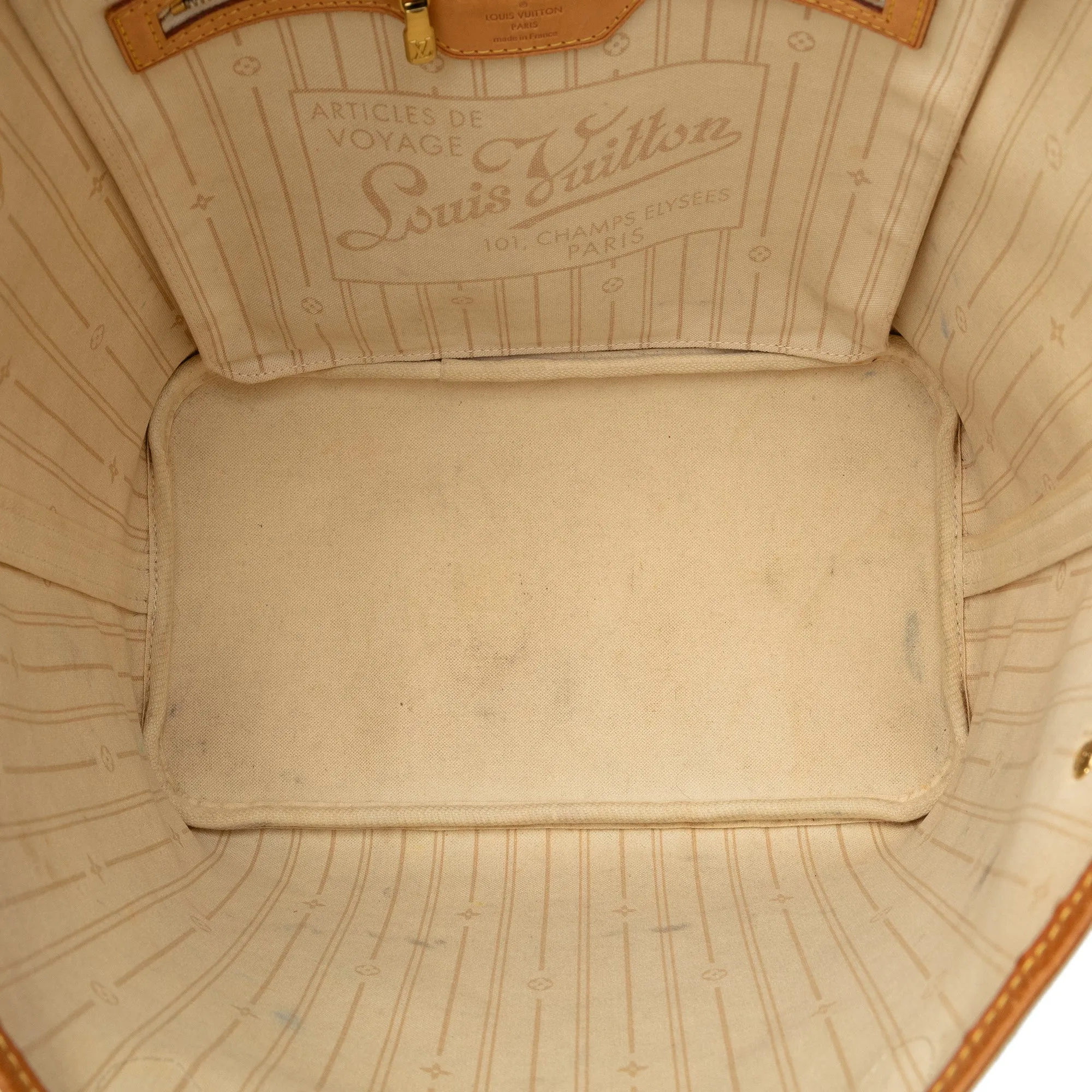 White Louis Vuitton Damier Azur Neverfull MM Tote Bag